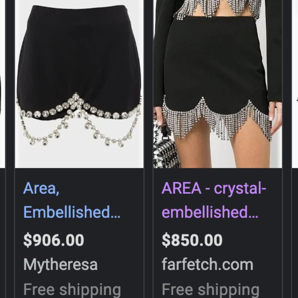 Area Black Crystal Embellished Wool Skirt - size 6